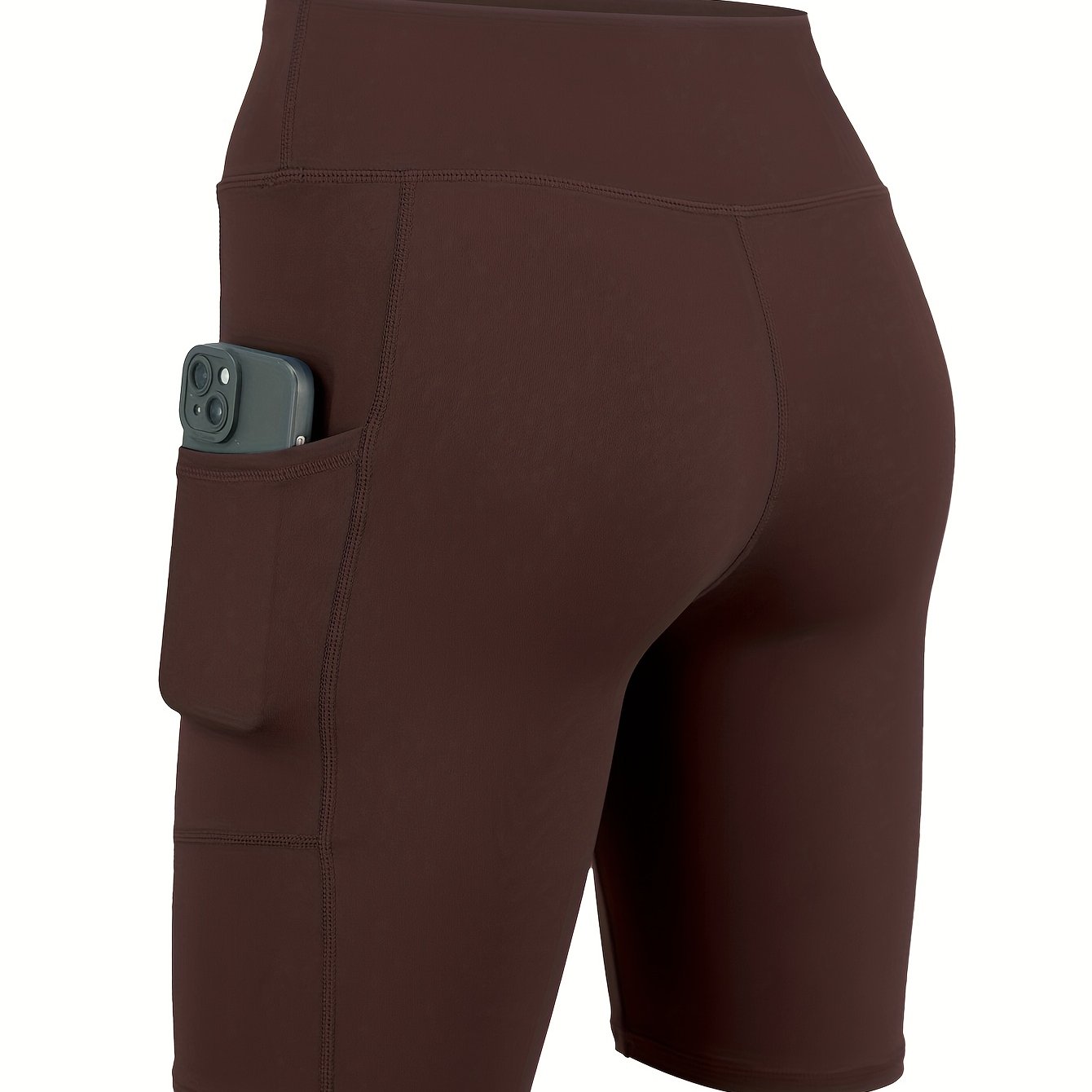 Women's High-Waisted Stretchy Fitness Shorts with Pockets Plus Size Workout Yoga Running