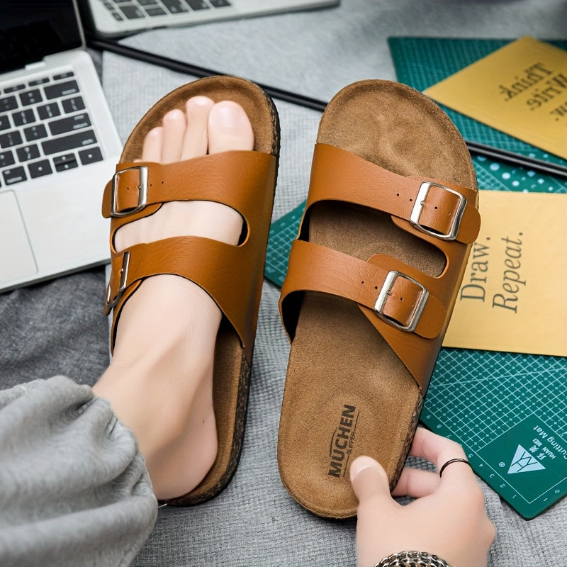 Unisex Slip-On Slide Sandals Adjustable Strap Buckle Comfortable Insole