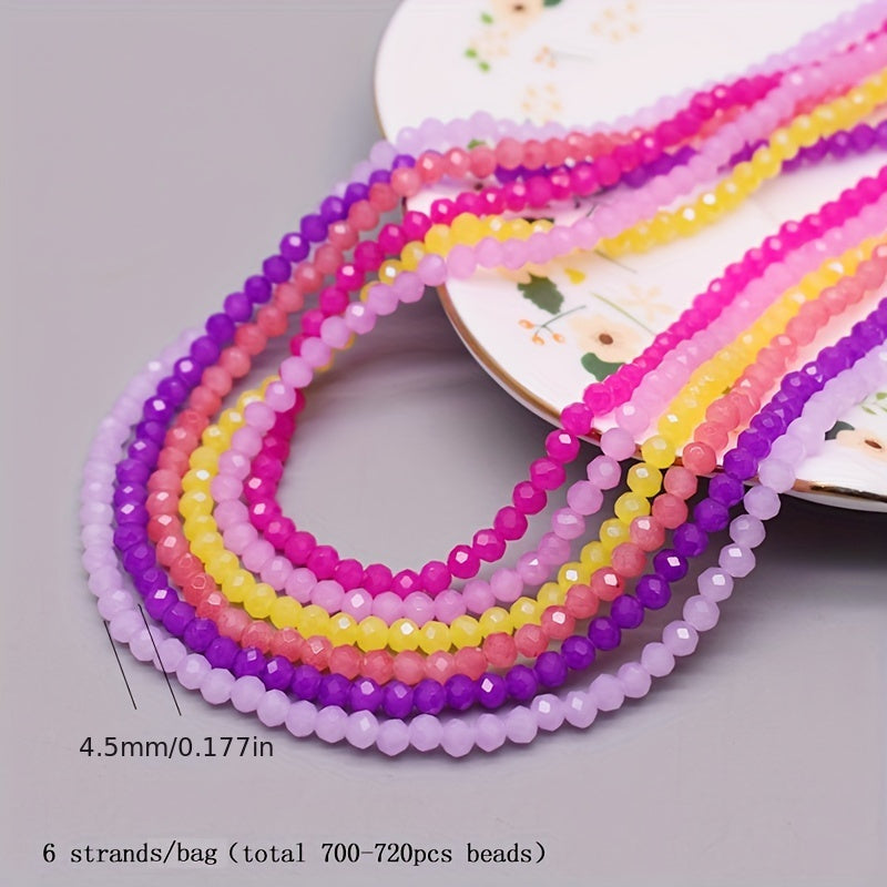 720 Pieces Faceted Glass Rondelle Beads 4mm for Jewelry Making and Crafts