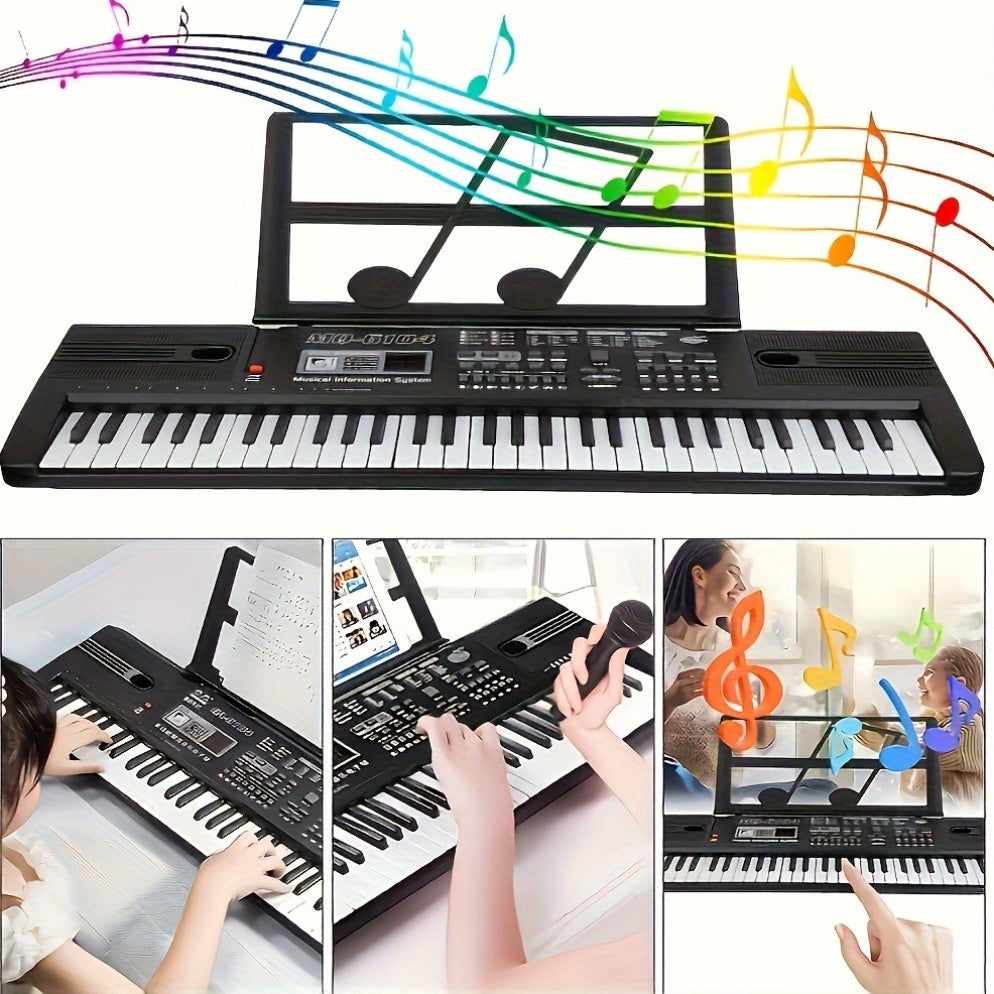 Kids Electronic Keyboard Piano for Children Ages 3-12 with Microphone Black Interactive Learning