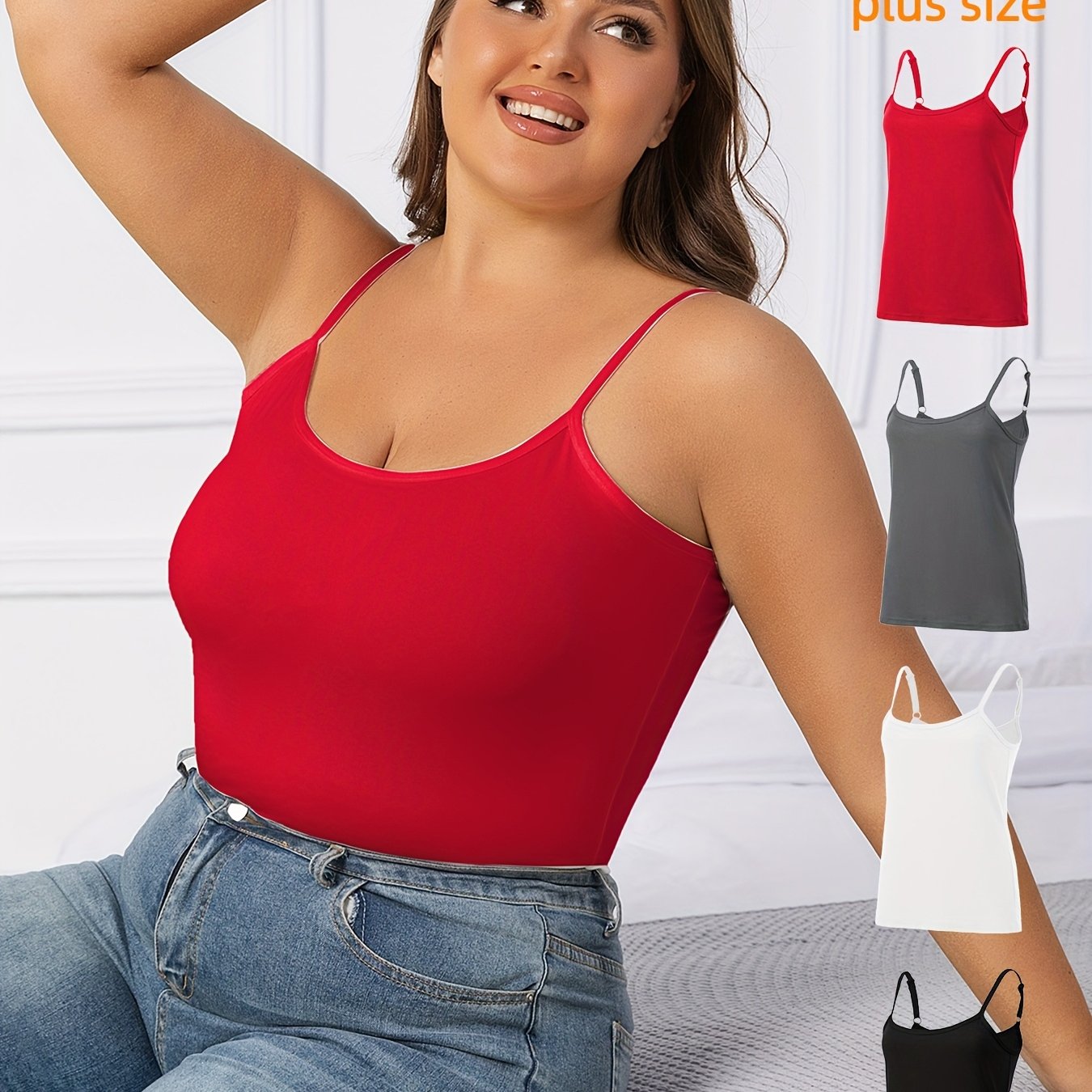 Women's Tank Tops 4 Pack Soft Polyester Blend Sleeveless Casual in Gray Red White Black