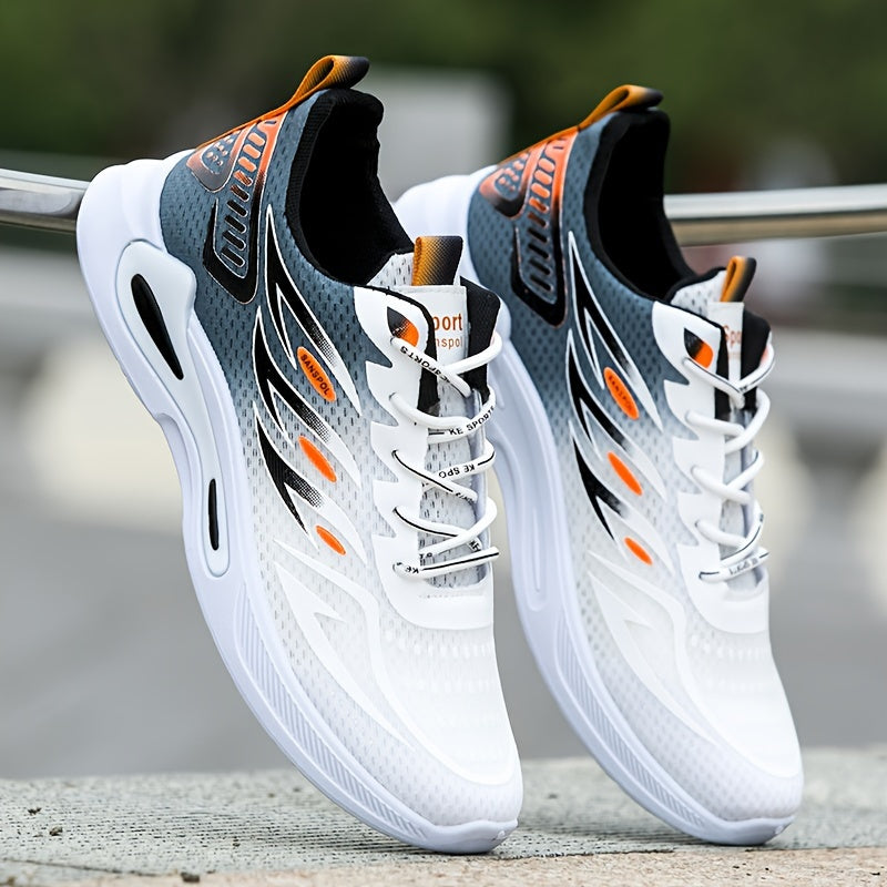 Men's Running Shoes Breathable Fabric Upper Non-Slip Gradient Low-Top Lace-Up Outdoor Sneakers