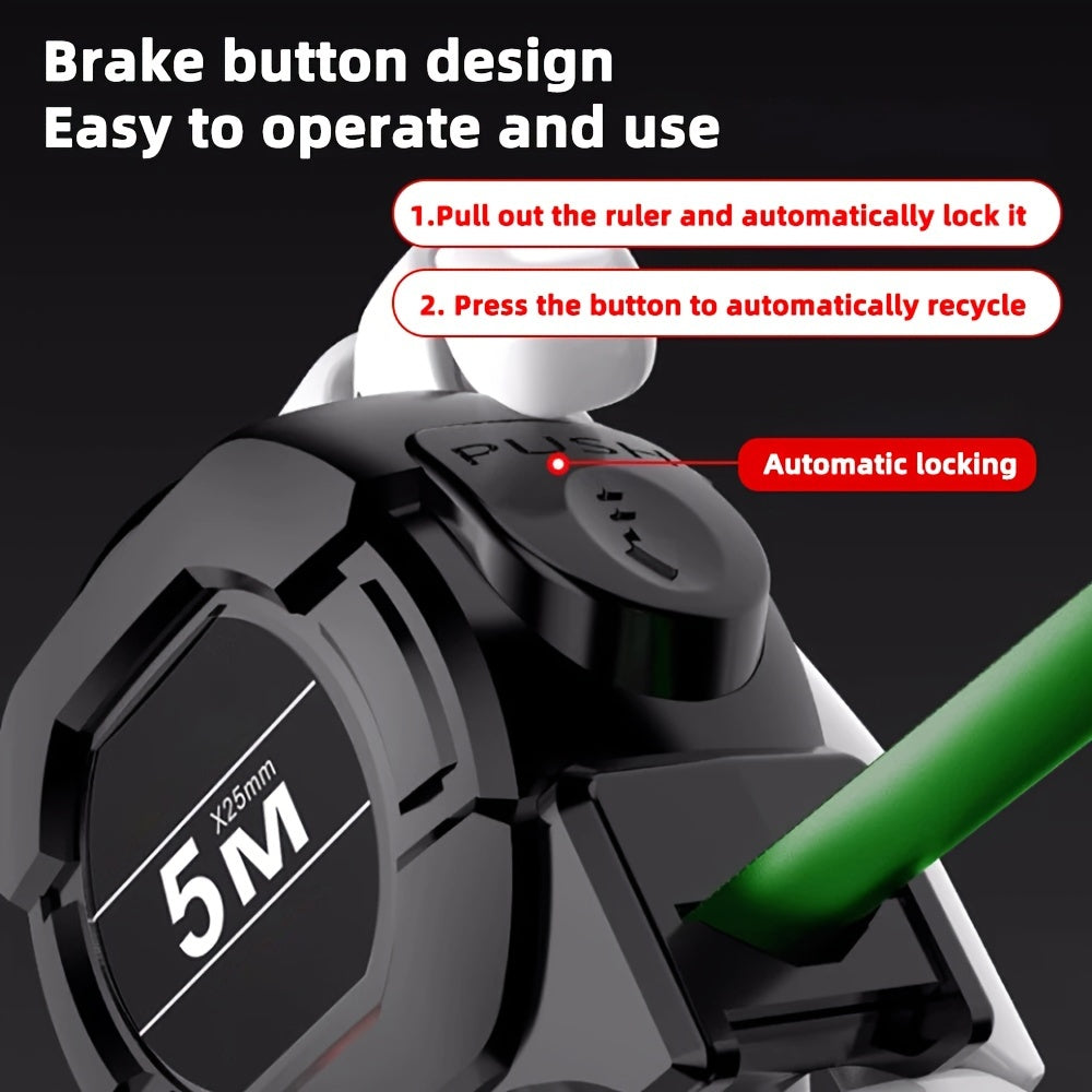 Ofis uchun 5/7.5/10m metrik uzunlikdagi mustahkam o'z-o'zidan qulflanadigan po'lat o'lchov lentasi. Yuqori aniqlik va aşınmaya chidamli.