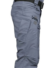 Men's Polyester Cargo Pants with Multiple Pockets for Outdoor Hiking and Casual Wear