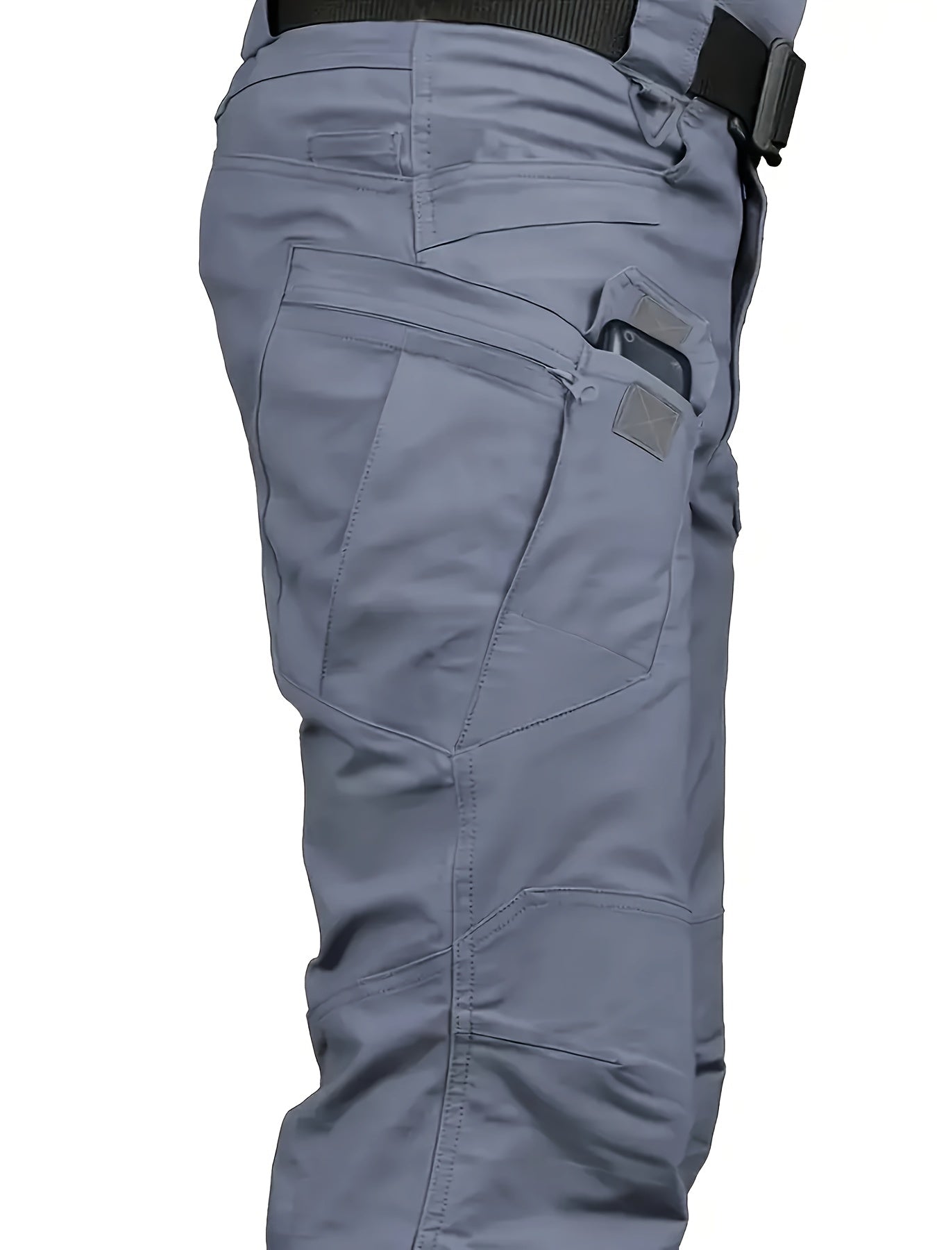 Men's Polyester Cargo Pants with Multiple Pockets for Outdoor Hiking and Casual Wear