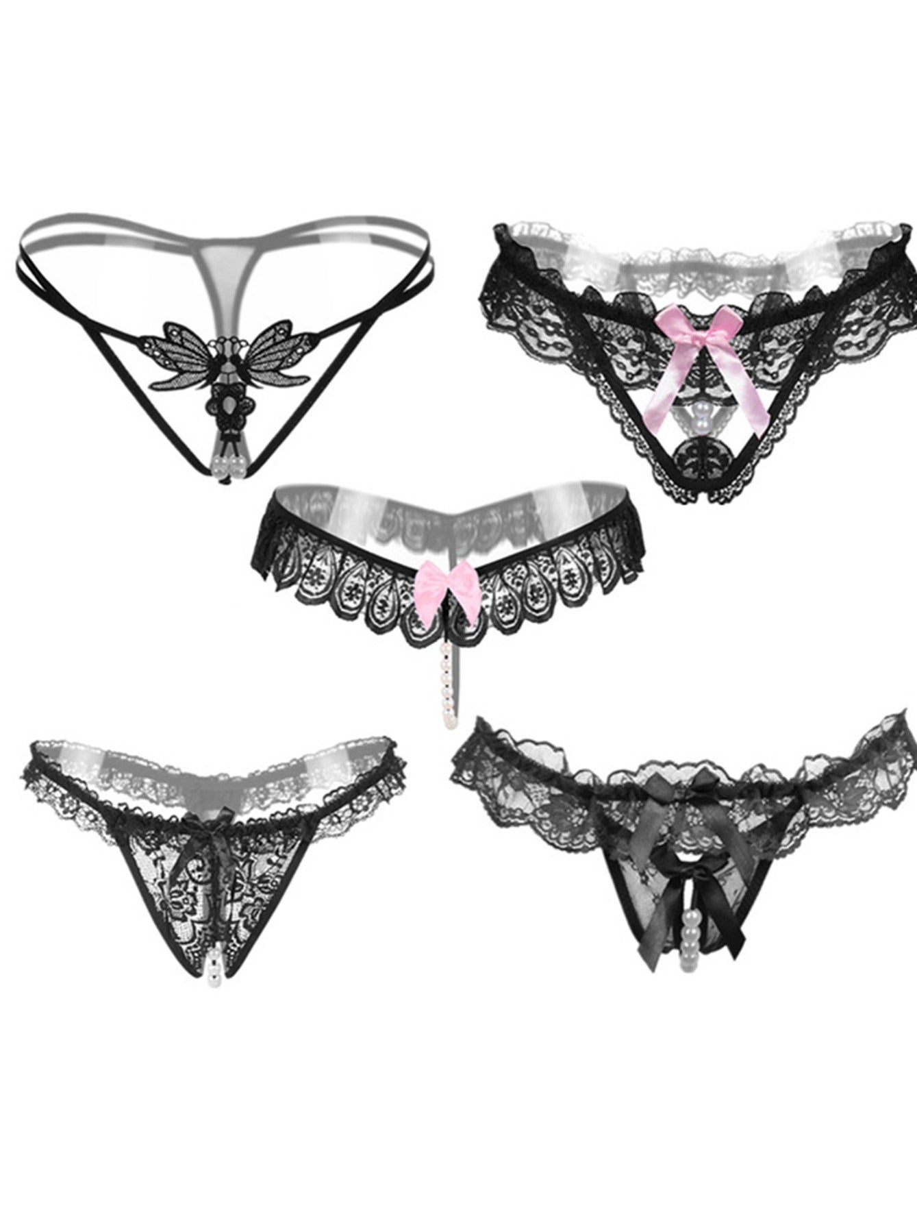 5-dona Sexy Lace Thongs va G-stringlar, qulaylik va yaqin lahzalar uchun