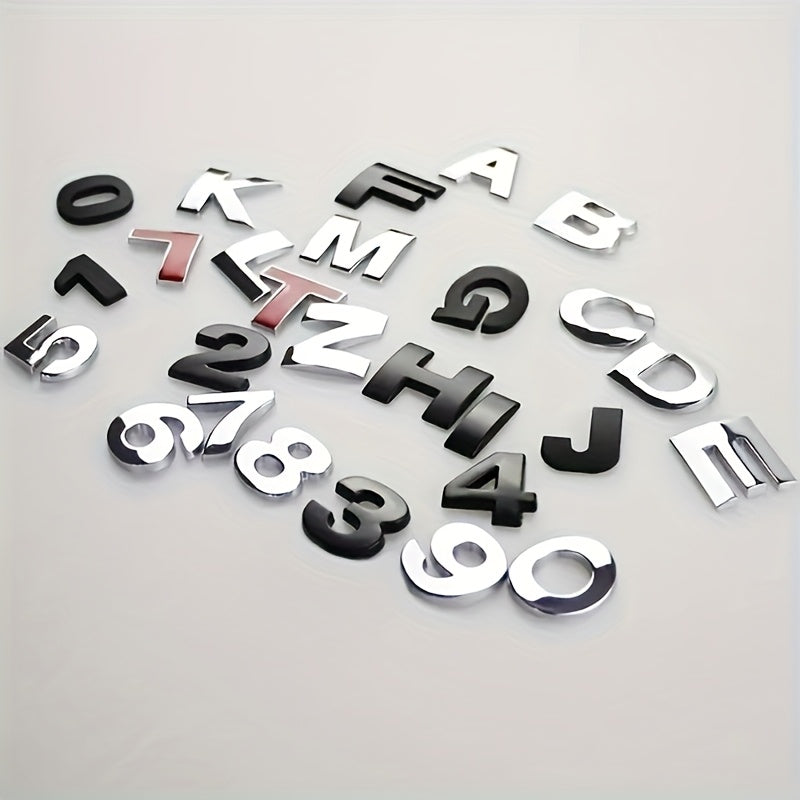 Металлические наклейки с буквами из цинкового сплава, автомобильные наклейки, черные номера, наклейки с именами