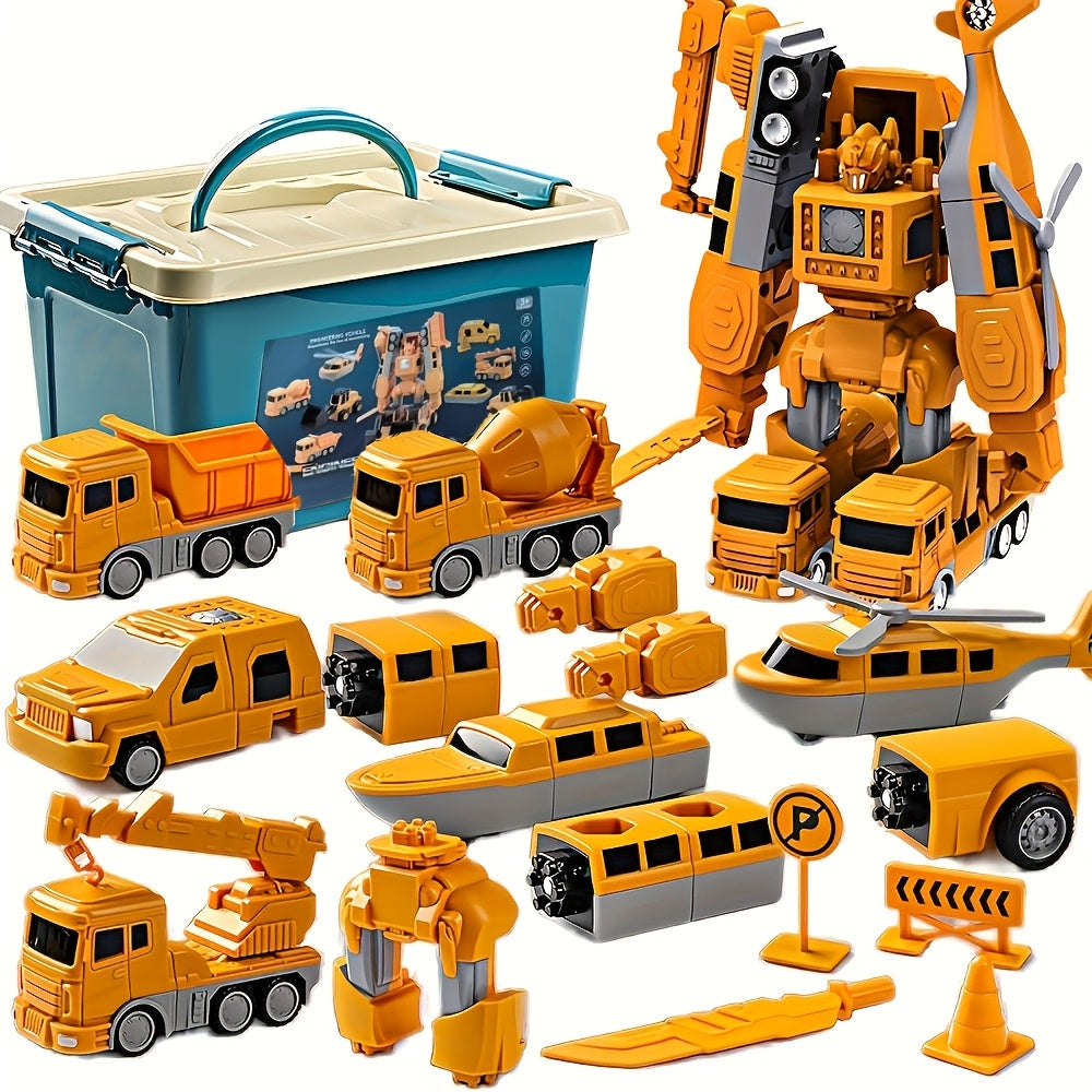 Magnetic Engineering Cars Building Blocks Set for Kids 3-8 Yellow Durable Plastic