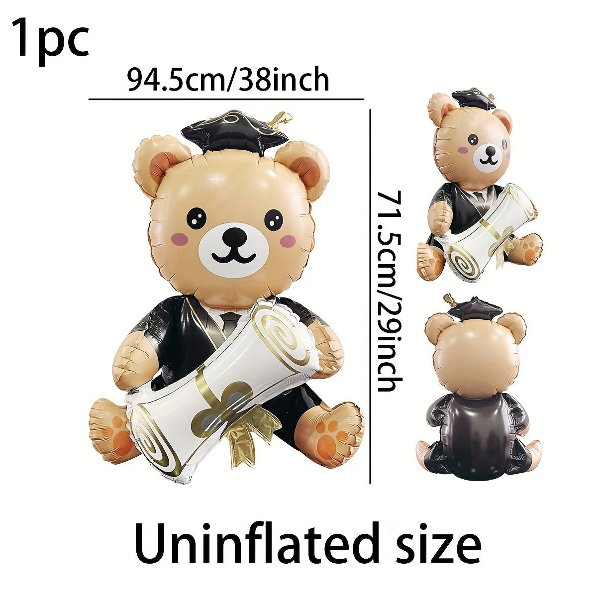 Globo de oso lindo con certificado de graduación 96.52cm para eventos escolares y decoraciones