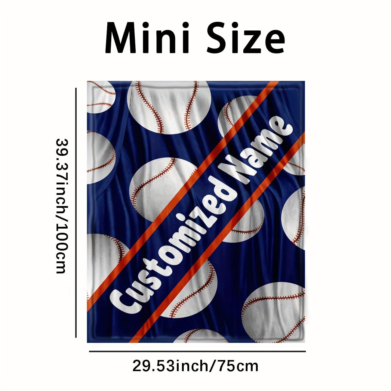 Personalized Fleece Baseball Blanket with Custom Name Reversible Sports Throw Lightweight All-Season Sofa Camping Travel
