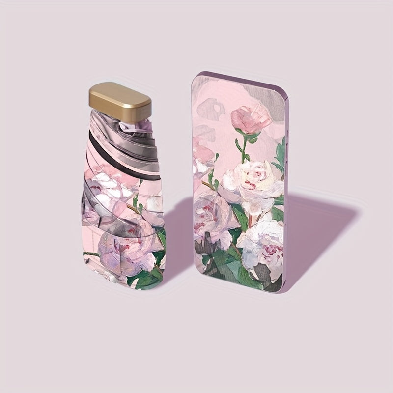 Mini Sun Umbrella Rain Umbrella 6-Fold UV Protection Lightweight Portable