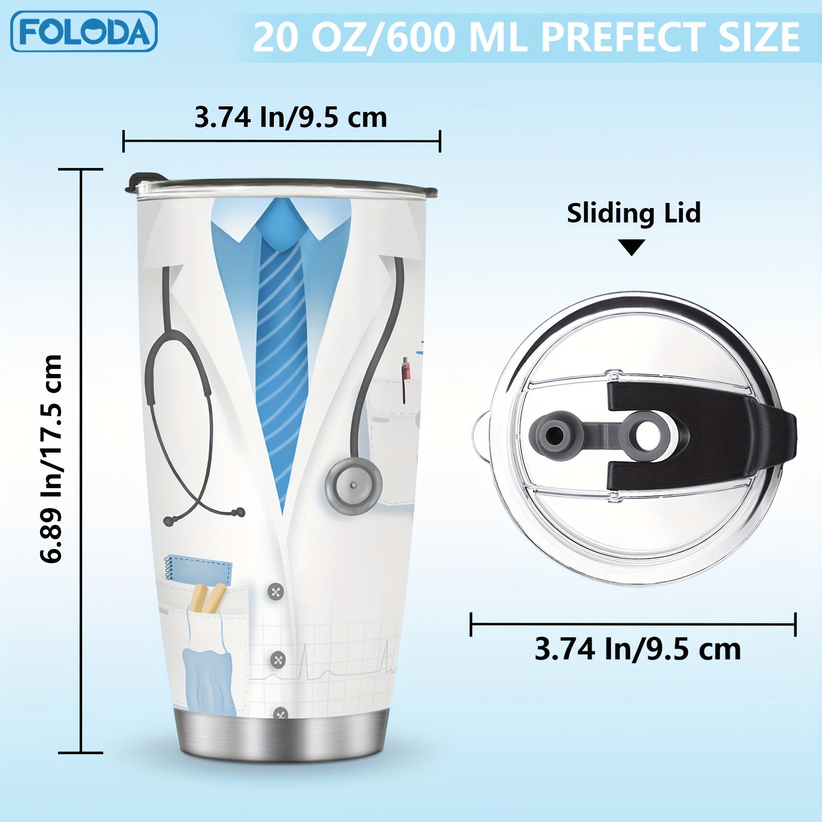 Stainless Steel Travel Mug Leak-Proof Coffee Tumbler with Lid for On-the-Go