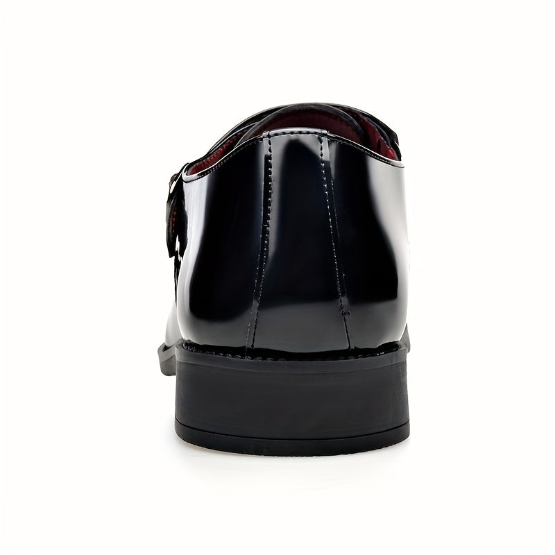 Men's Casual Shoes Large Size Buckle Design Solid Color Leather Comfortable All-Season