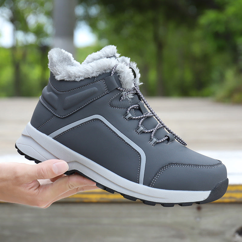 Women's Fleece-Lined Winter Hiking Boots - Slip-On, Rubber Sole, Casual Outdoor