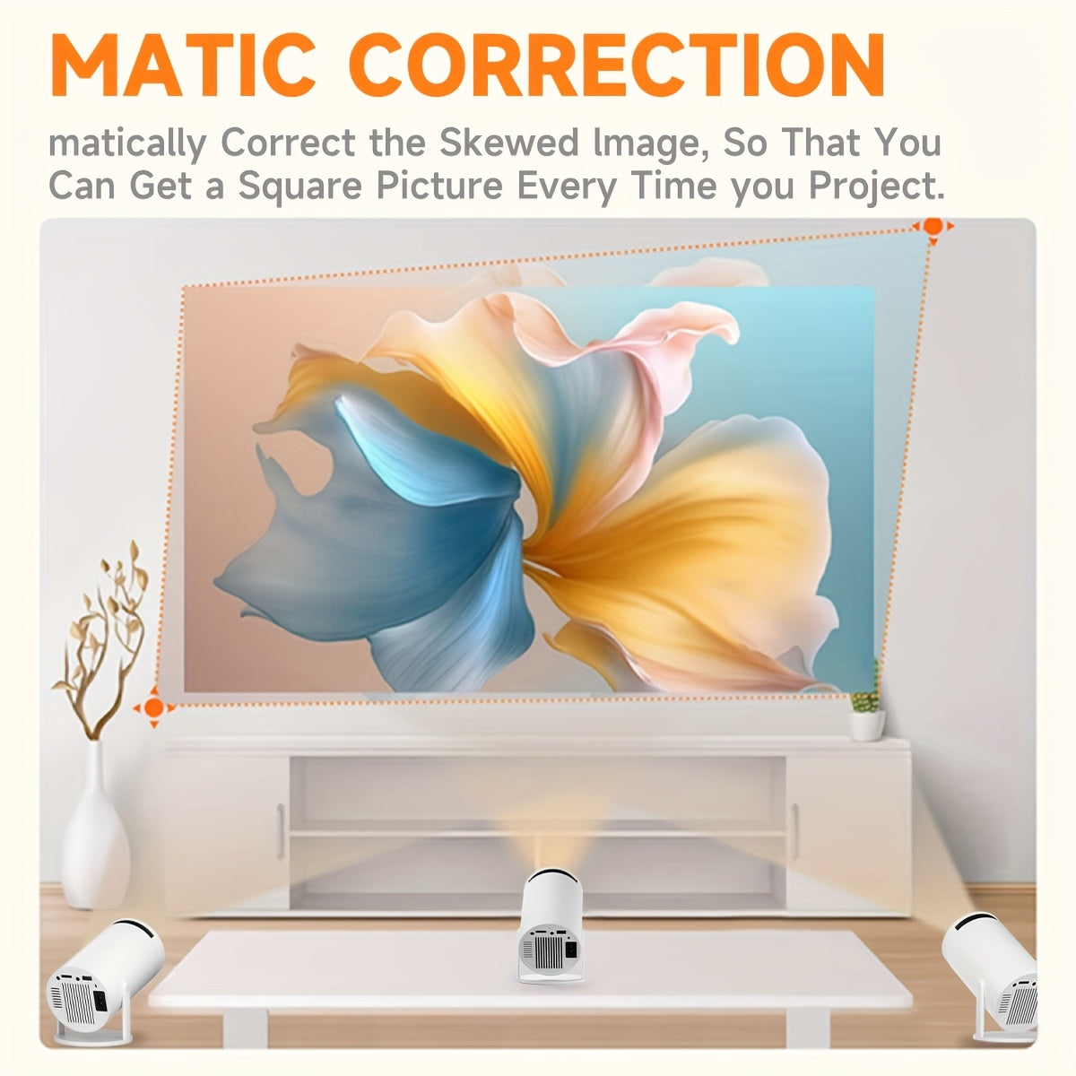 Mini Portable Projector With 4K HD Video WiFi and 180° Screen