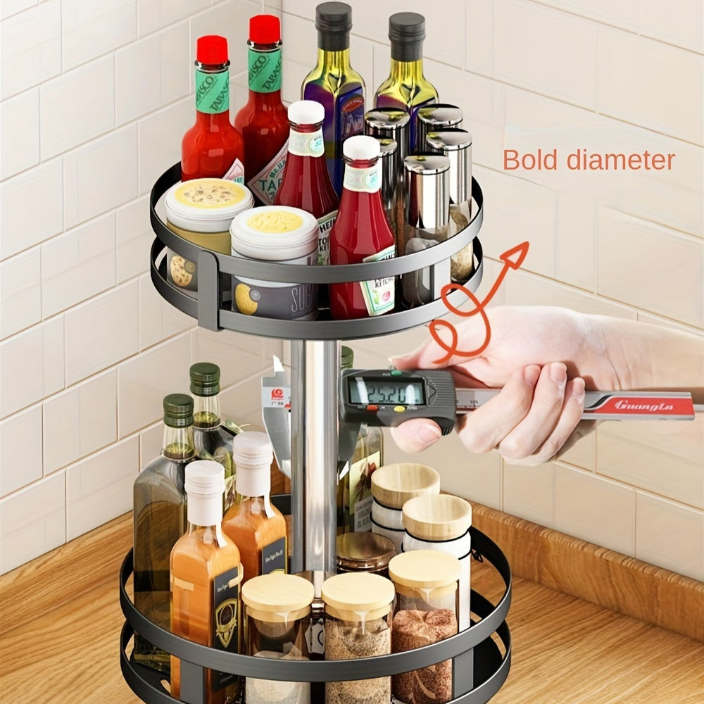 Organizador de plato giratorio de metal para especias de cocina, almacenamiento de 2/3 capas que ahorra espacio
