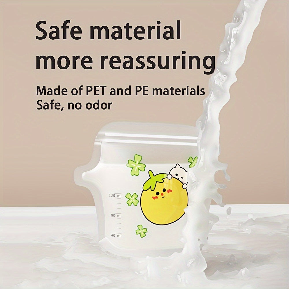 30 Pack Cartoon Breast Milk Storage Bags Temperature Sensing Freezer Safe White Red