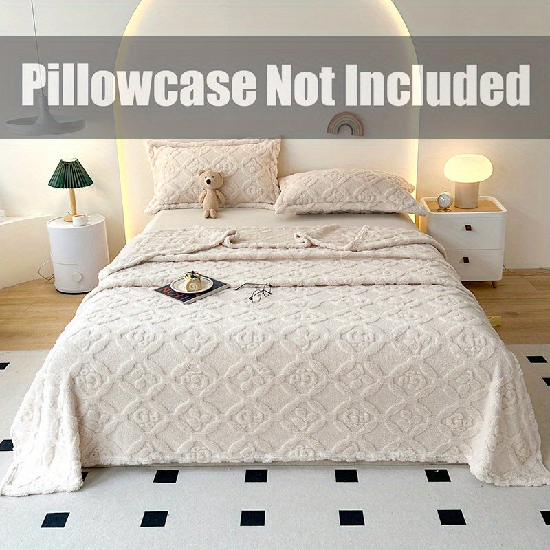 Плед из флиса для кровати, белый, с геометрической вышивкой, всесезонный, полиэстер, 3D-вышивка