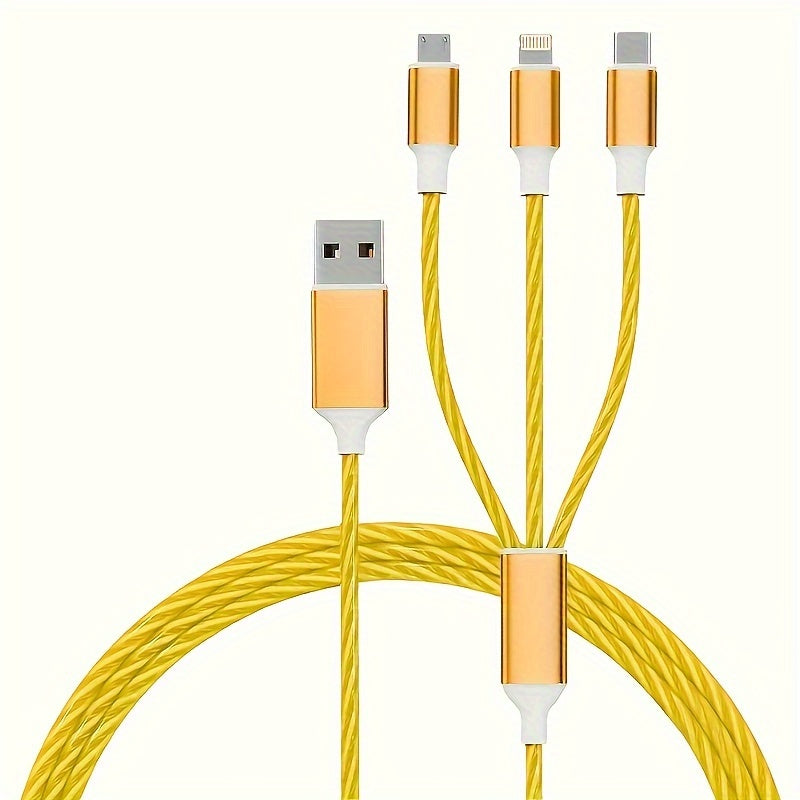 3-in-1 USB зарядка кабели 12W Зарядка 1.2m/2m Micro USB Type C uchun iPhone Android