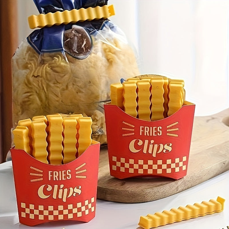 French Fry Shaped Bag Clips Set of 12 Moisture-Proof Plastic Sealing Clips for Snacks and Bread