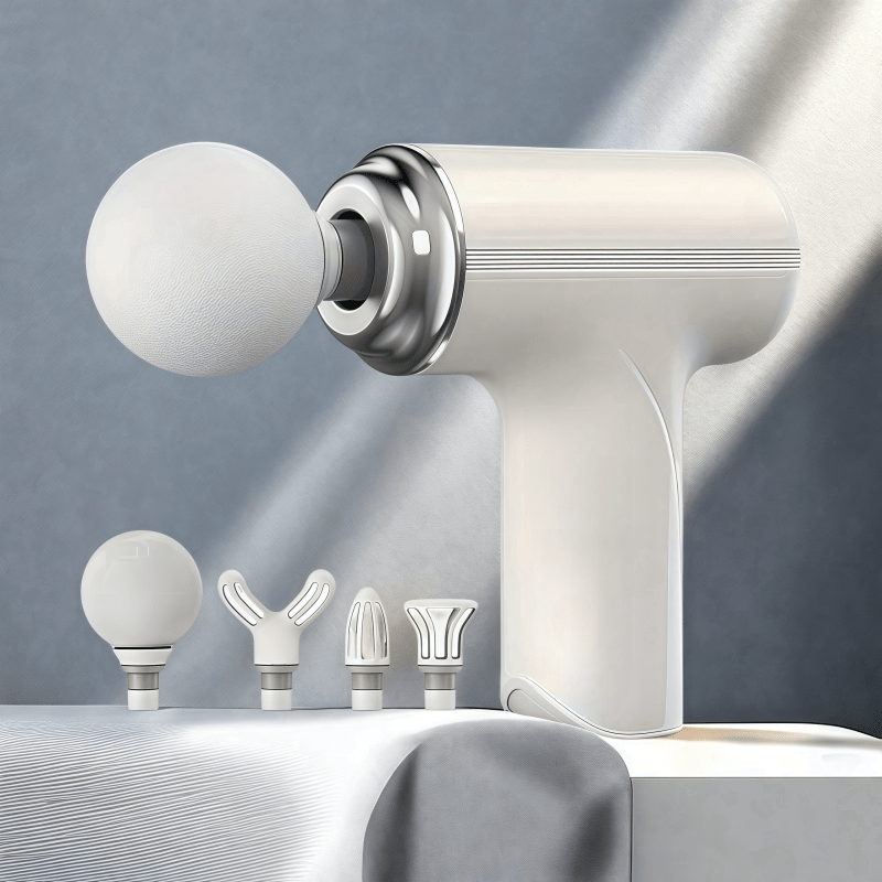 Portativ zaryadlanadigan tanani yog' massaj qilish moslamasi, o'zgaruvchan boshlar bilan, erkaklar va ayollar uchun ultra-ovozsiz fascia quroli. To'liq tana massaji va dam olish uchun ideal. Qo'l bilan ishlatiladigan perkusiv massaj quroli.