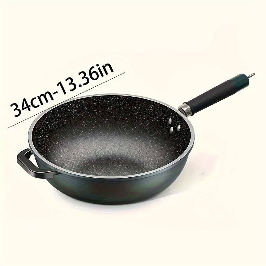 Cast Iron Skillet with Non-Stick Coating and Lid 10 Inch Green Durable All Stovetops