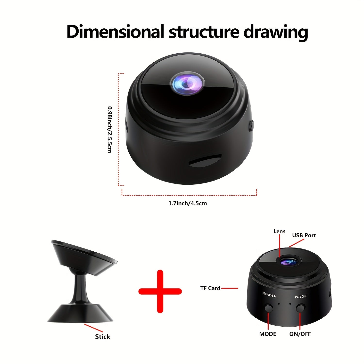 Mini WiFi Security Camera 480P HD Night Vision Motion Alerts Indoor Outdoor Surveillance