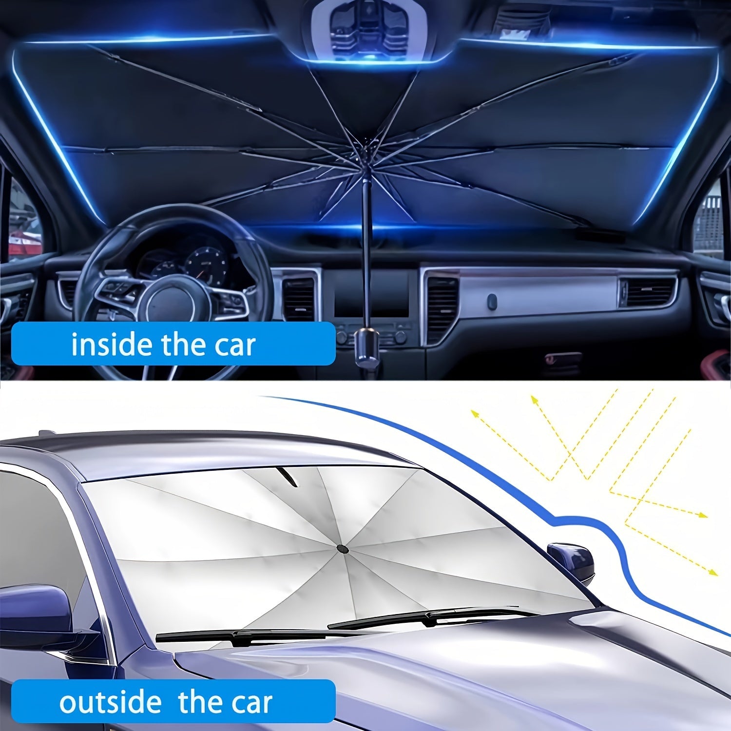 Car Sun Shade Foldable Umbrella Reflective Cover for Front Windshield