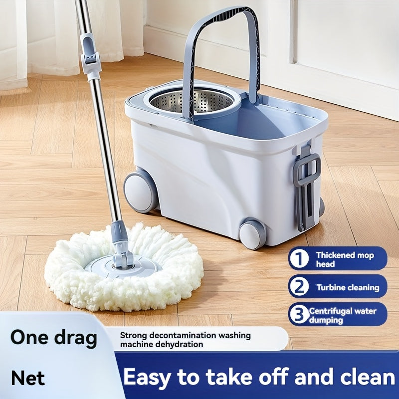 1-Piece Microfiber Spin Mop and Bucket Set for Kitchen Bathroom and Living Room