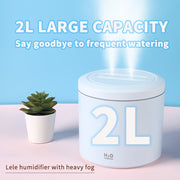 2L USB namlik oshirgich aromaterapiya diffuzori bilan, jim, avtomatik o'chirish, uy ofis stoli uchun