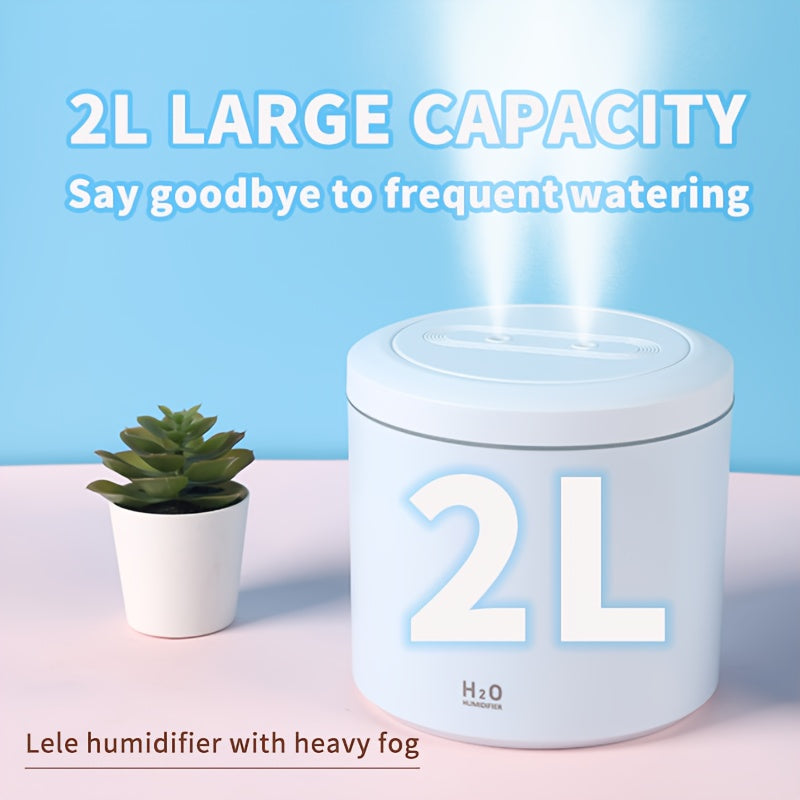 2L USB namlik oshirgich aromaterapiya diffuzori bilan, jim, avtomatik o'chirish, uy ofis stoli uchun