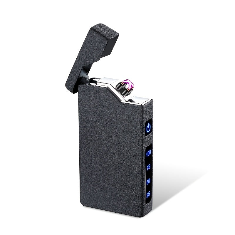 Rechargeable Dual Arc Lighter Windproof Flameless LED Battery Indicator Black/Grey