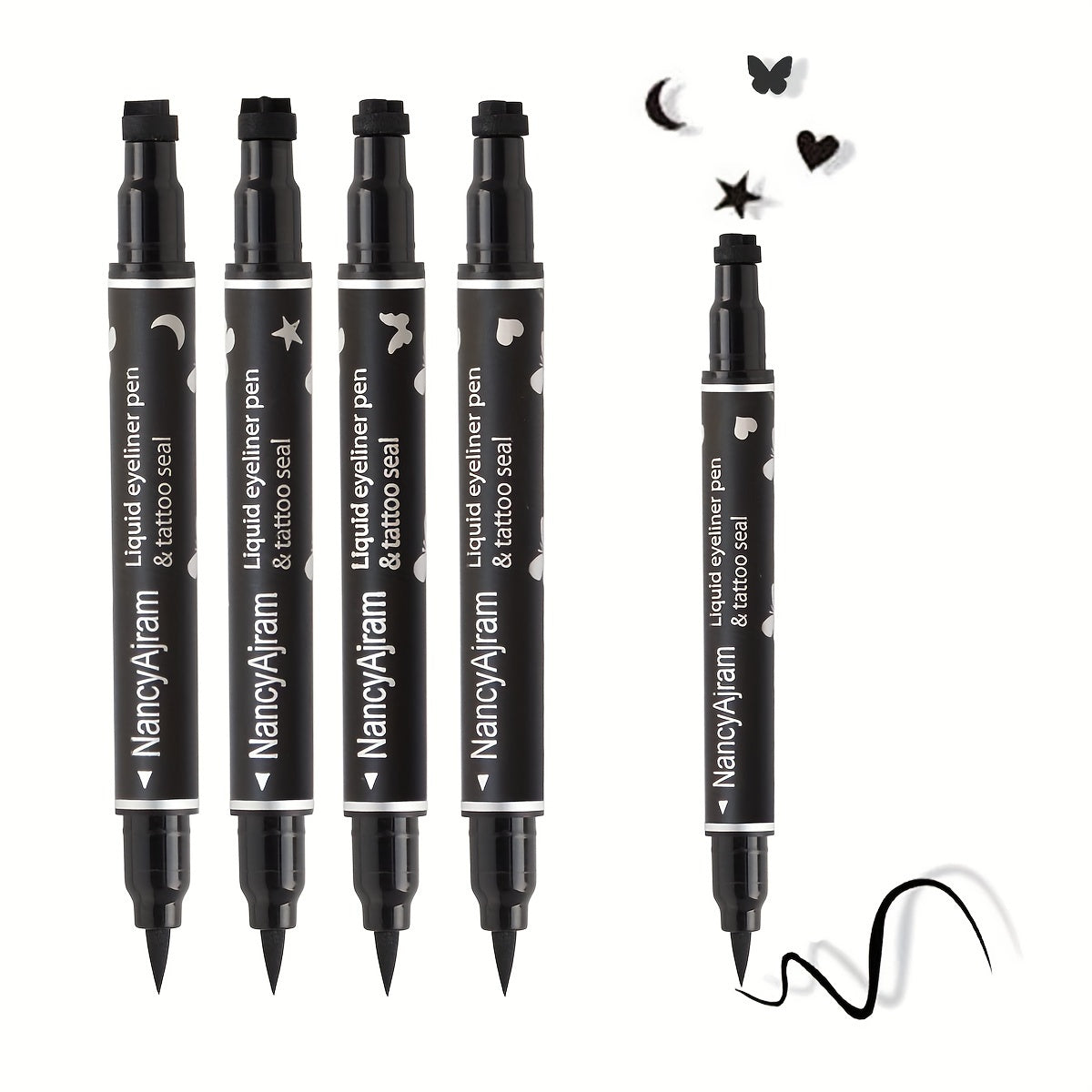Liquid Eyeliner Pen Set Waterproof Long-Lasting with Stamp Shapes