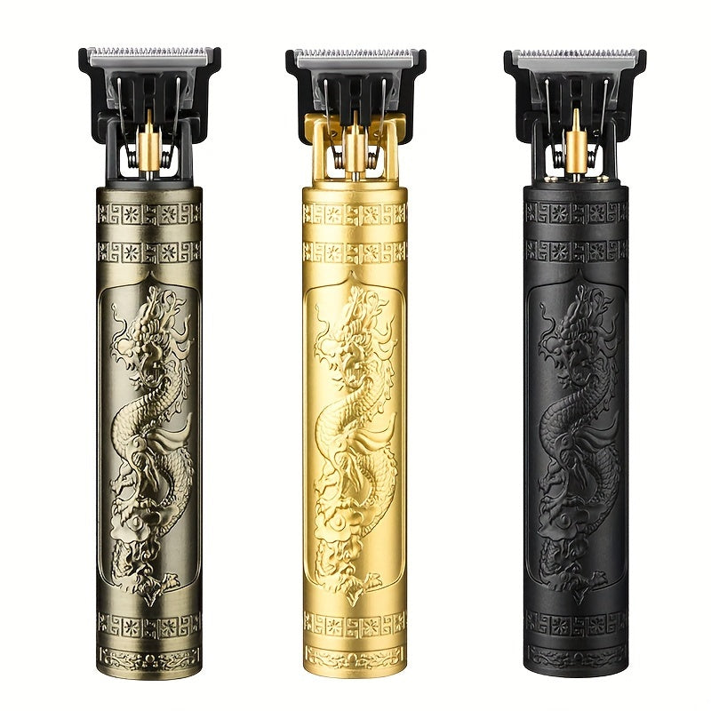 1-набор профессиональных электрических машинок для стрижки волос для мужчин с дизайном дракона в золотом, черном и медном цветах, перезаряжаемая литиевая батарея 400mAh, идеальный подарок на День отца