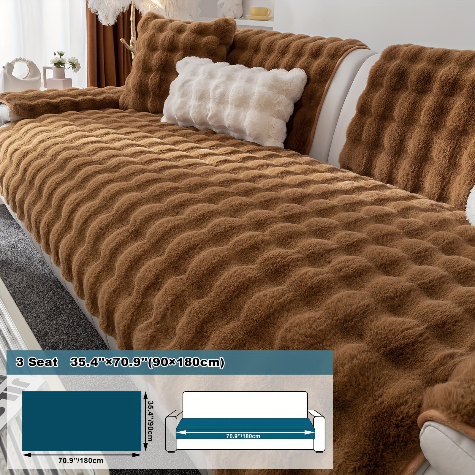 Имитация кролика плюшевая подушка-диван для домашних животных, дружелюбная к собакам с нескользящим чехлом для защиты мебели и декора в спальне, офисе или гостиной.