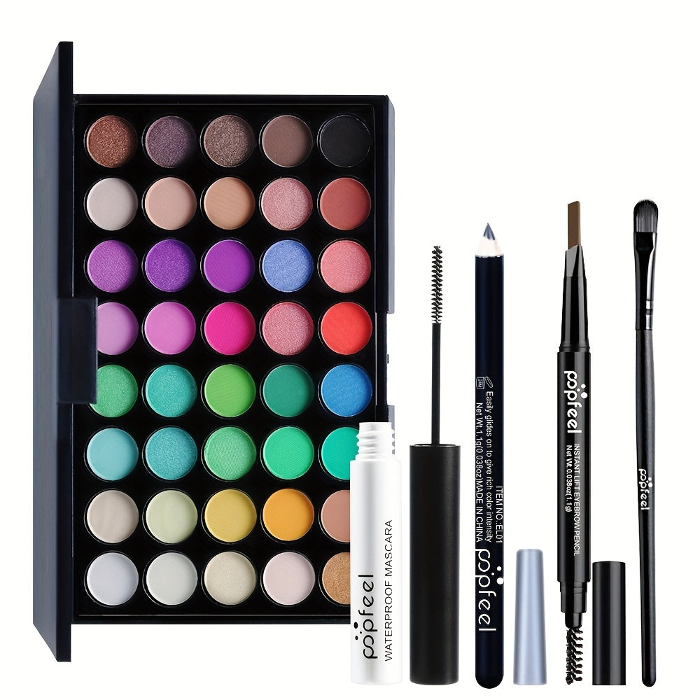 40 Colors Nude Eyeshadow Palette with Mascara Eyeliner and Eyebrow Pencil for Natural Glam Makeup