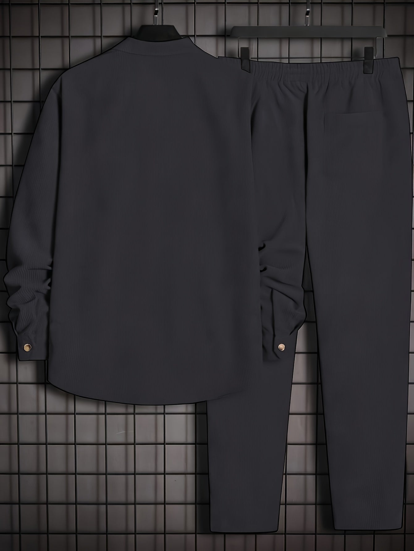 Traje de pana para hombre, otoño e invierno, casual, con solapa, botones, bolsillos, cordón, corte holgado