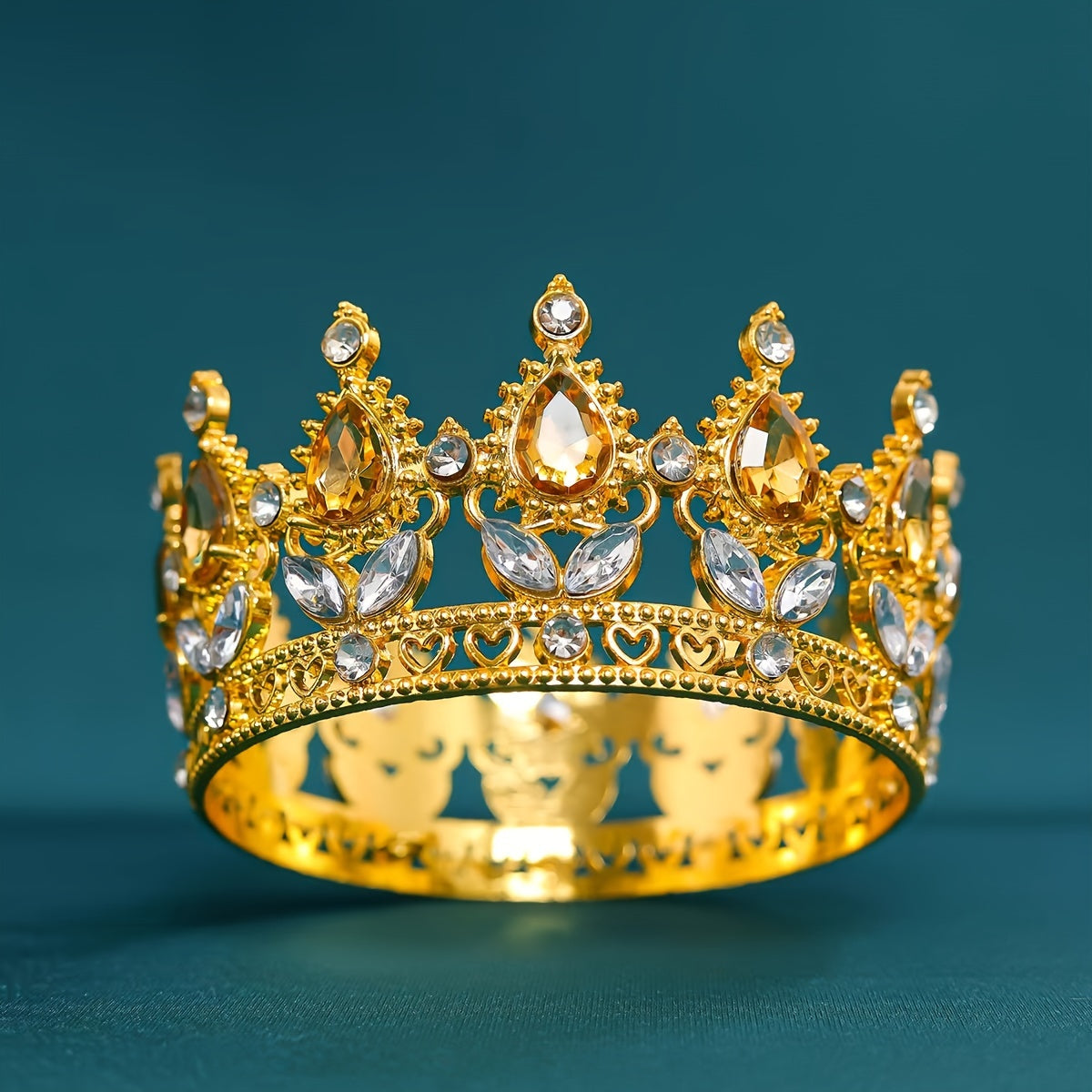 Мини-ободок для волос для невест в стиле барокко с блестками и зелёными драгоценными камнями