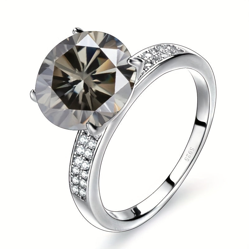 Sterling Silver Moissanite Ring 5 Carat Four Claw Engagement Wedding Anniversary
