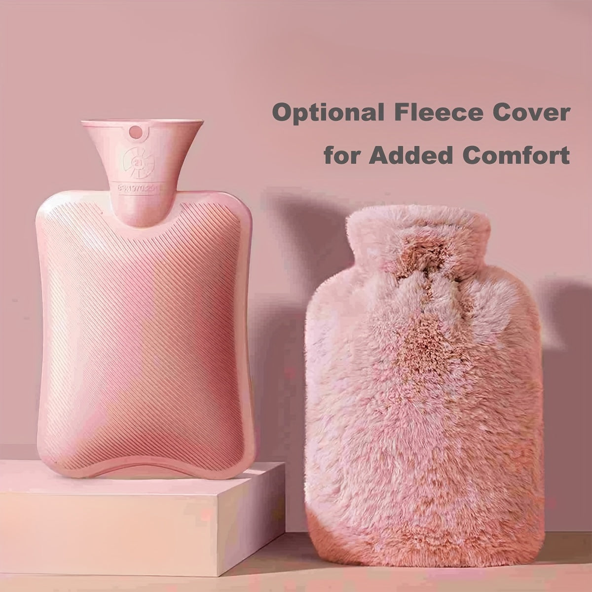 Large 1000ml Hot Water Bottle with Fleece Cover for Cozy Warmth