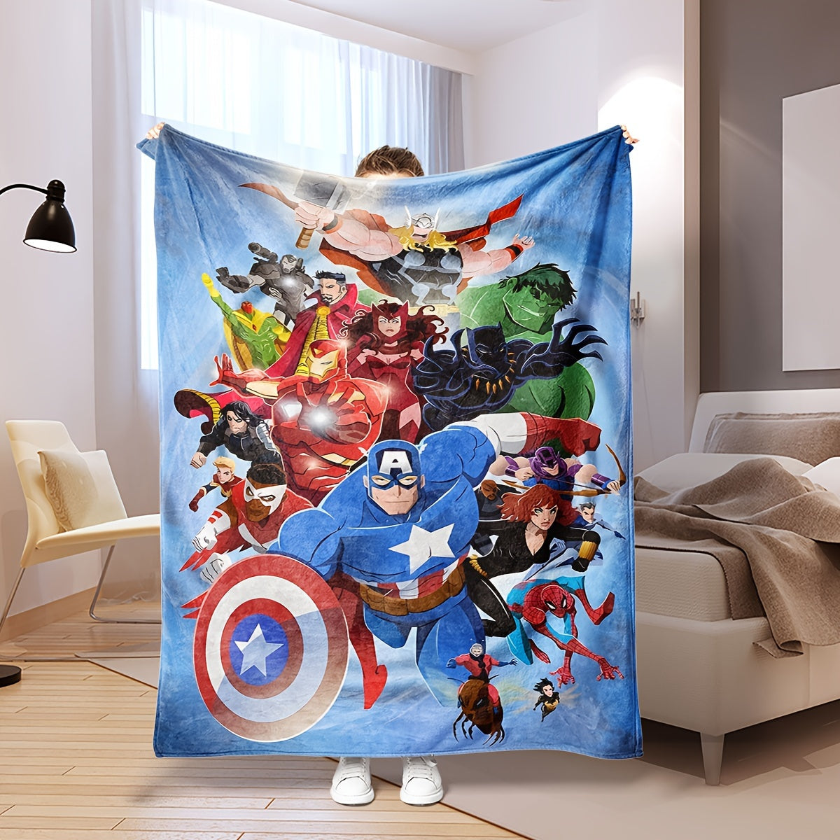 Superhero Throw Blanket for Kids and Adults Soft Cozy Lightweight Multicolor