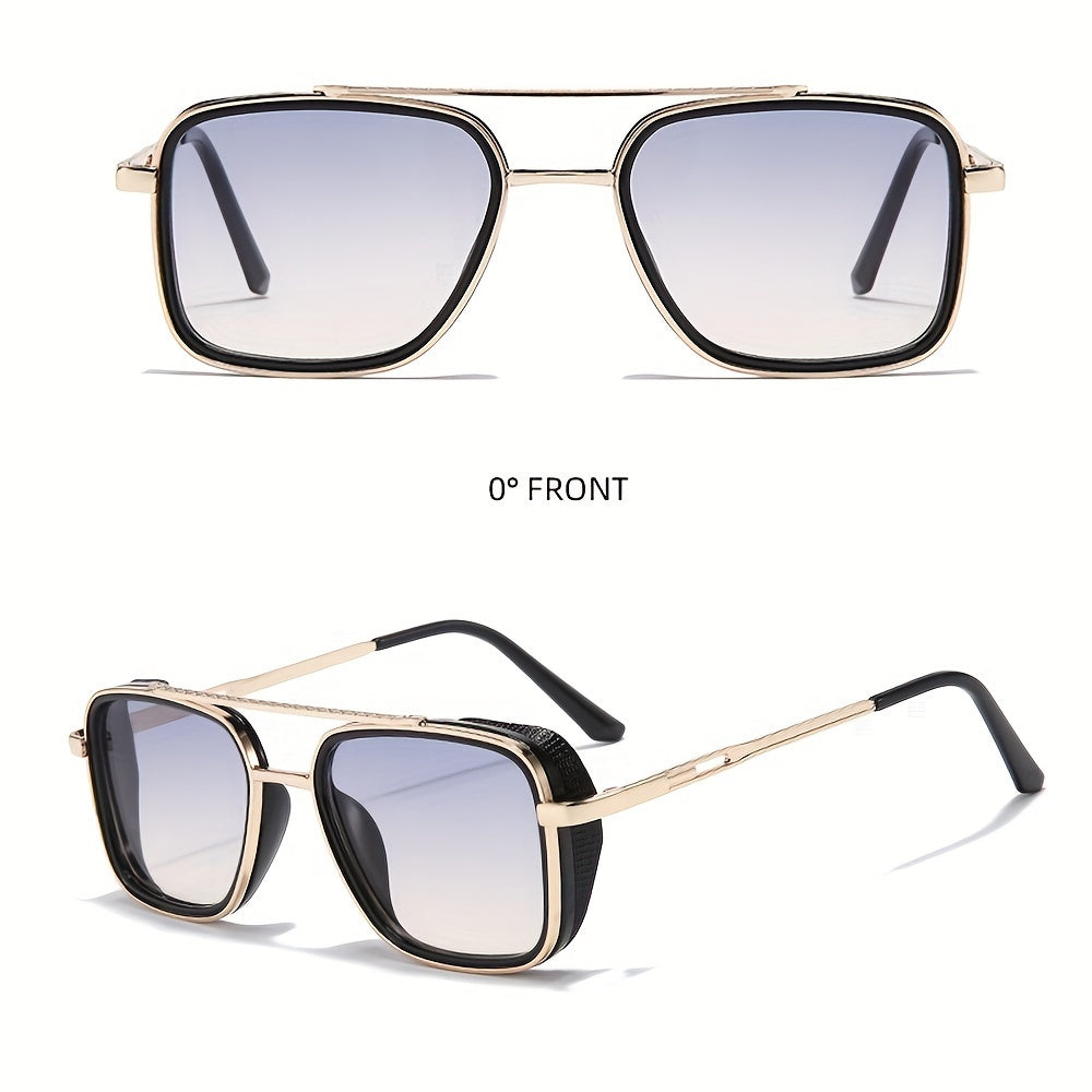 Retro Punk Metal Square Glasses Unisex Fashion Eyewear for Outdoor and Travel