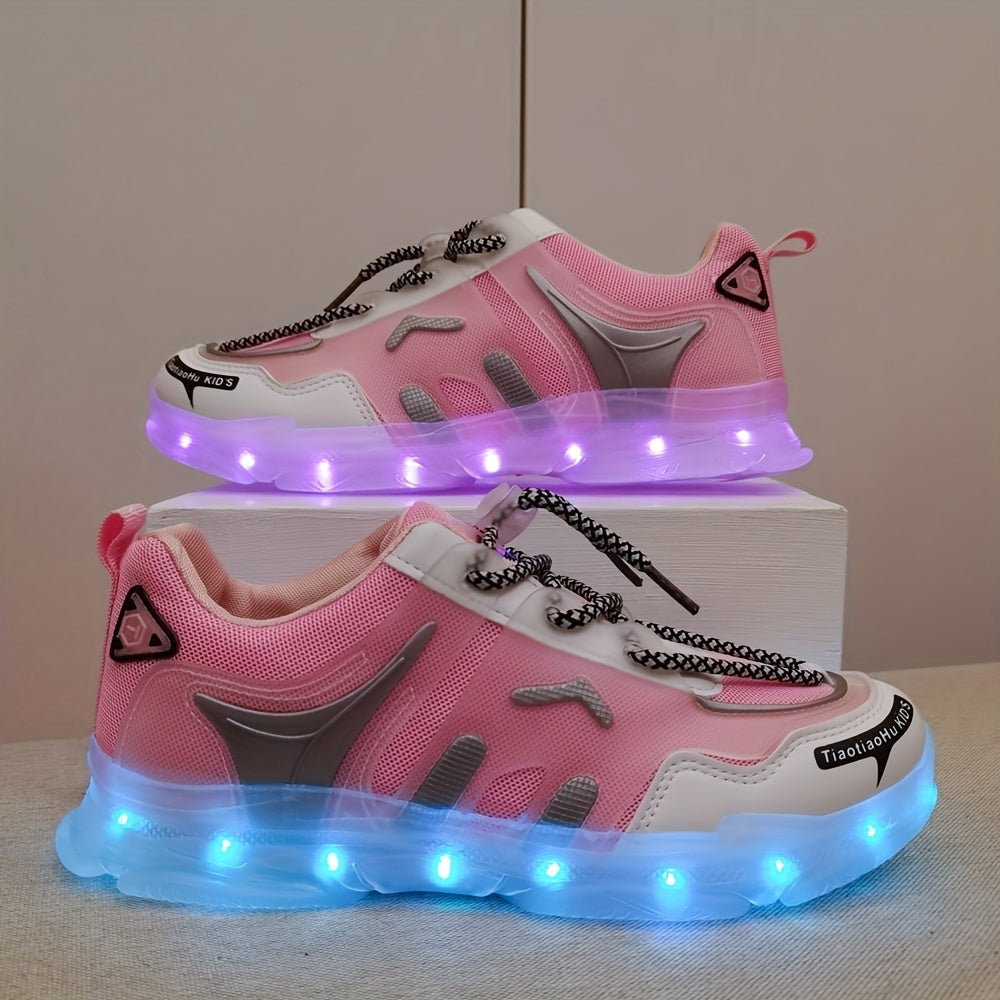 Kids' Light-Up Sneakers Boys Girls Rechargeable Colorful Breathable Mesh Spring Summer