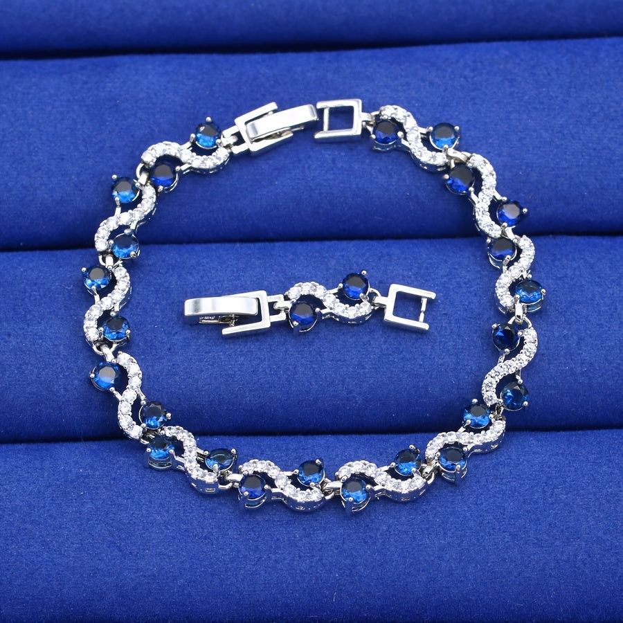 Women's Jewelry Set Necklace Ring Earrings Bracelet White Gold Plated Gift for Mom Wife Sister