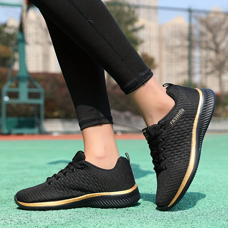 Women's Breathable Lace-Up Casual Sneakers with Soft Sole and Platform