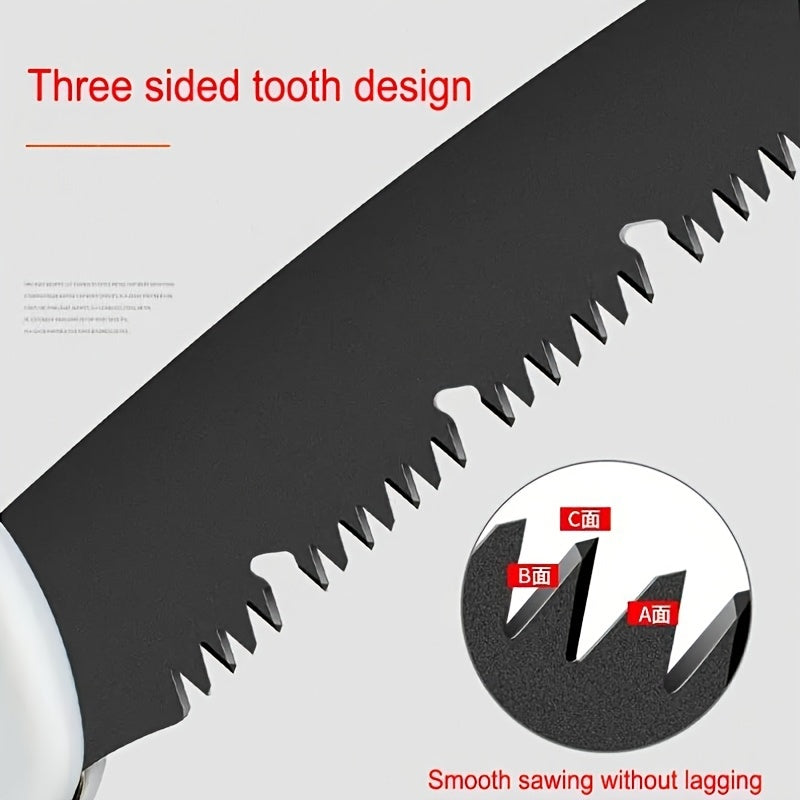 Sierra de mano plegable con hoja de acero aleado y mango ergonómico para jardinería y poda