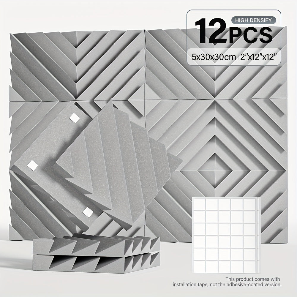 24pcs Acoustic Foam Panels 12x12 Inch Soundproofing Tiles for Studio Home Office Black Grey White