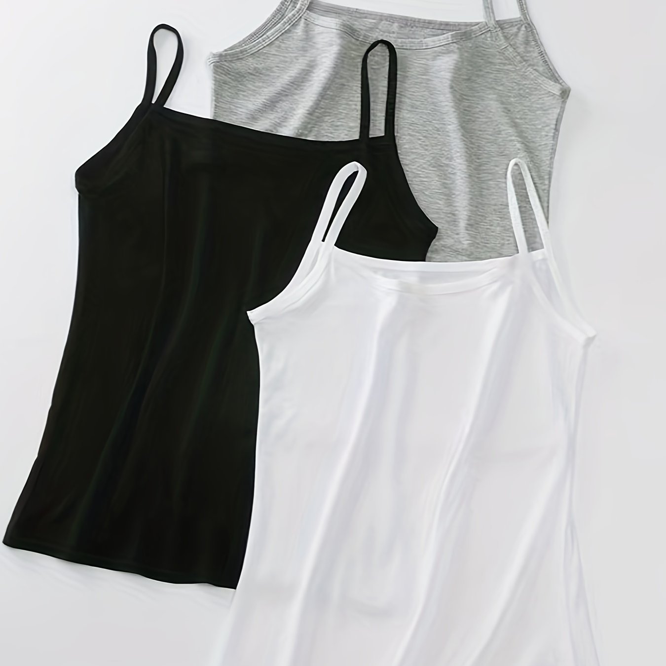 Women's Modal Camisole Tops Set Black White Gray Sleeveless Spaghetti Strap