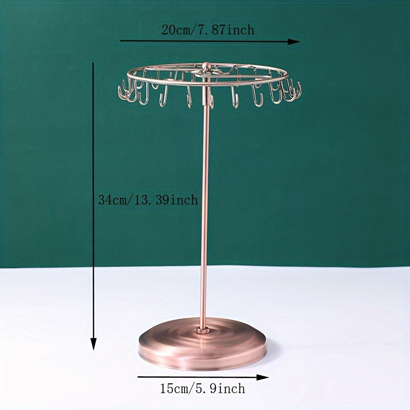 Rotating Jewelry Organizer for Necklaces and Bracelets Black Plastic Space-Saving Storage