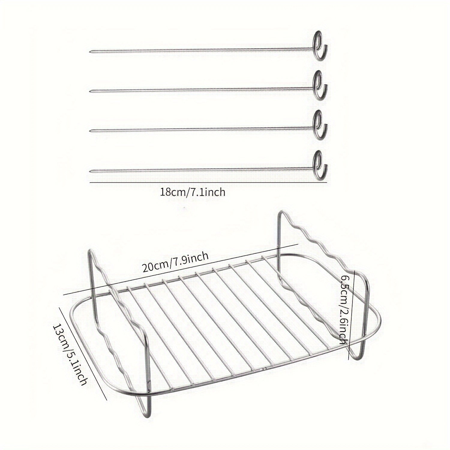 6-ta qismli zanglamaydigan po'latdan yasalgan havo qovurish uchun aksessuarlar to'plami, ramka qovurilgan grill, yopishmaydigan, ko'p qatlamli, ko'pgina havo qovurish pechlari uchun